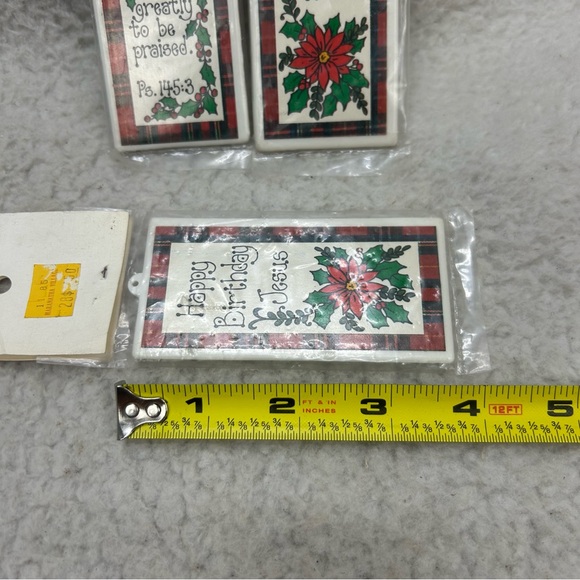 3 Praise Christmas ornaments plastic 4" Jesus is the reason vintage bag #2 - Picture 2 of 12